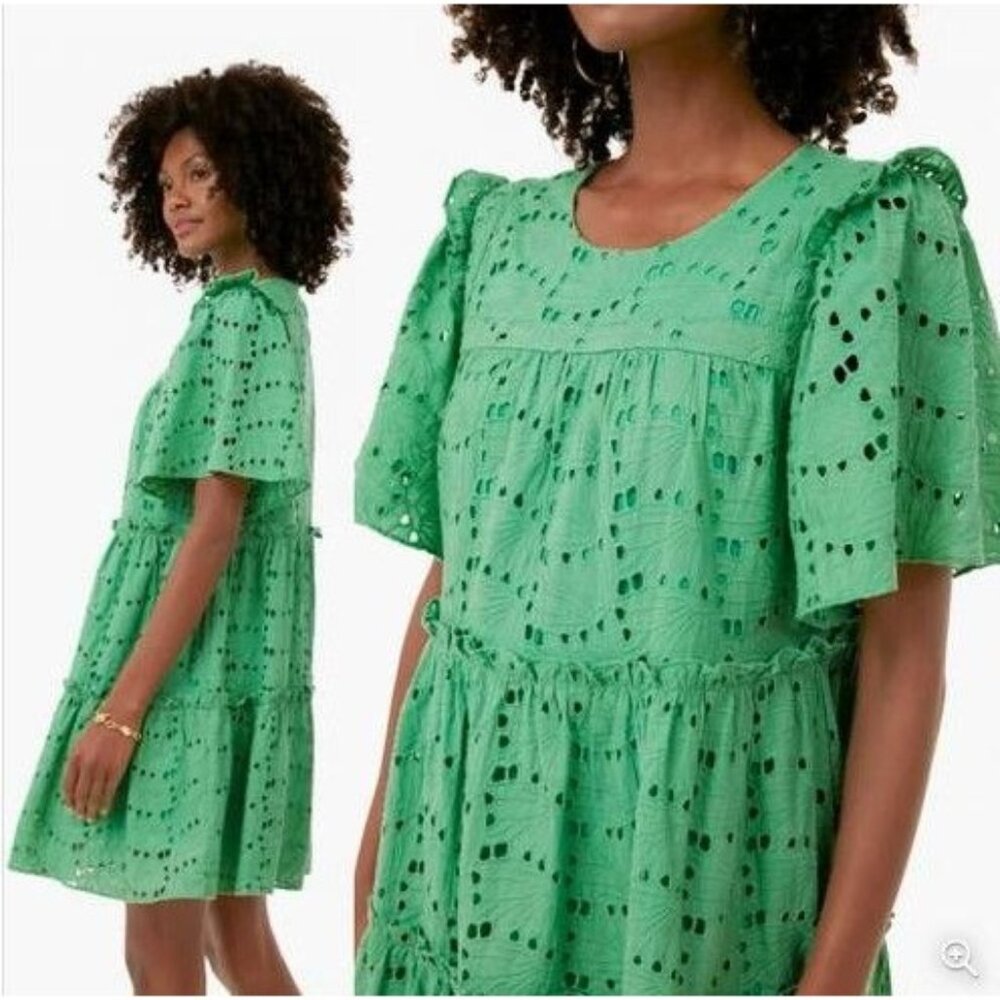 Tuckernuck Green Eyelet Tiered Mini Dress